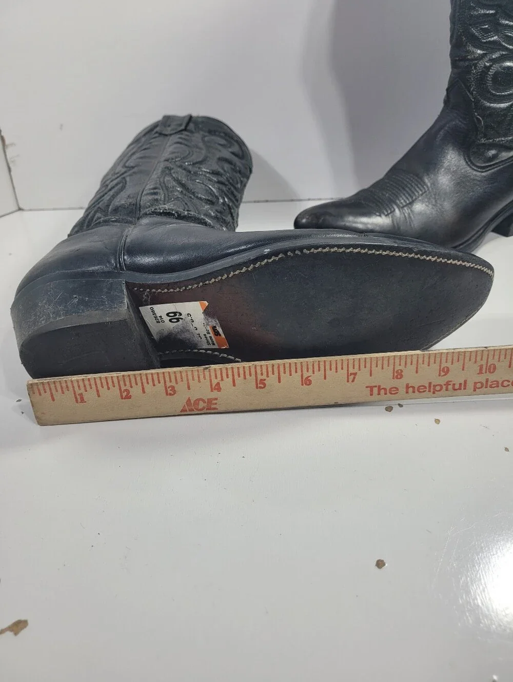 Laredo Mens Black Leather Cowboy Boots Mismatched Size Left 8.5 D / Right 8 D